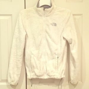 Fuzzy White North Face jacket